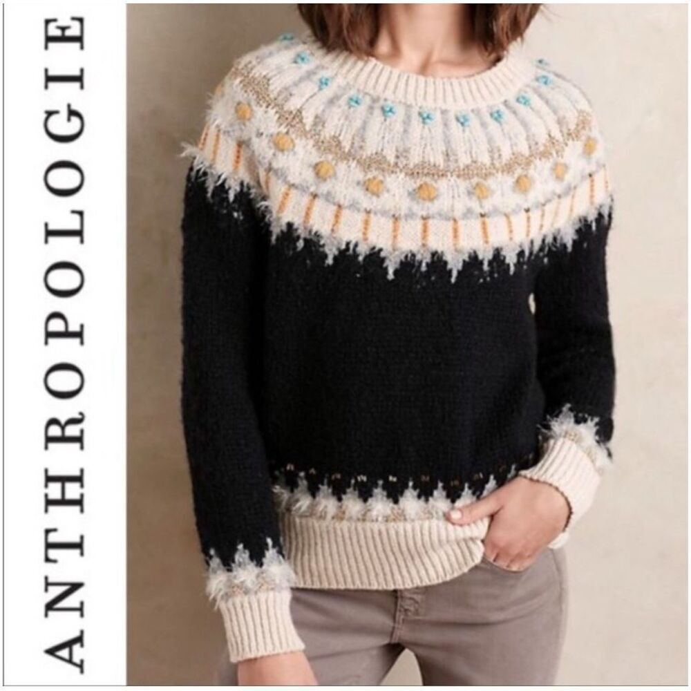 Anthropologie Sleeping On Snow Fair Isle Sweater - Picture 2 of 2